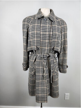VTG Hourihan Tweed Irish Pure New Wool Tartan Coat *FLAW Sherlock Holmes Preppy